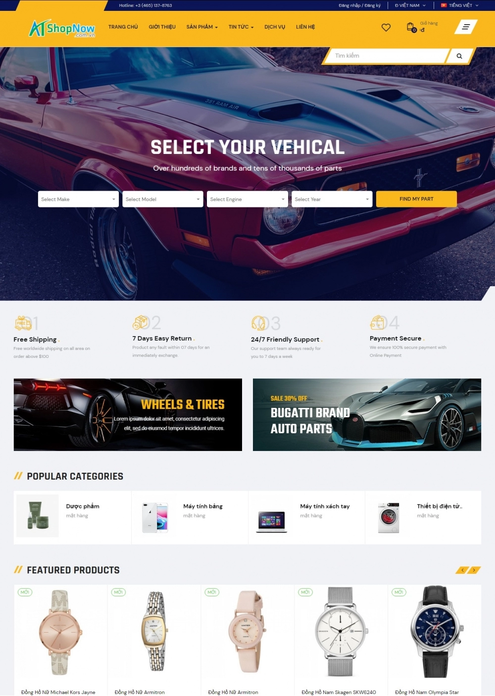 Website Shop Phụ tùng Ô tô eMarket 035