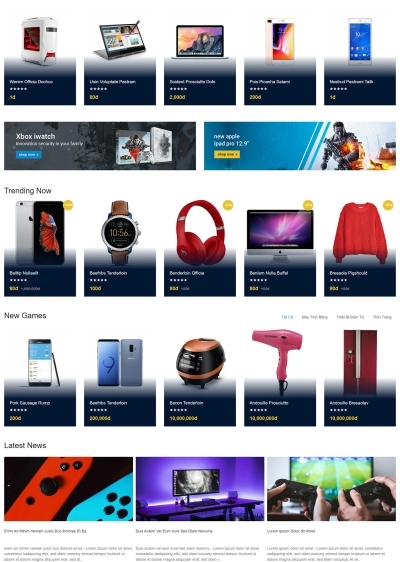 Website Shop bán hàng Sgame SG004