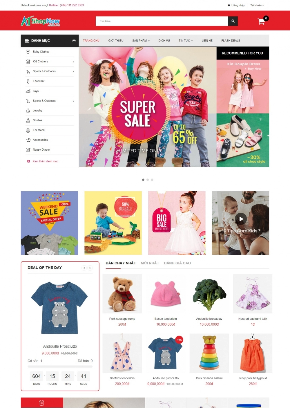 Website Shop bán hàng Babystore BS001