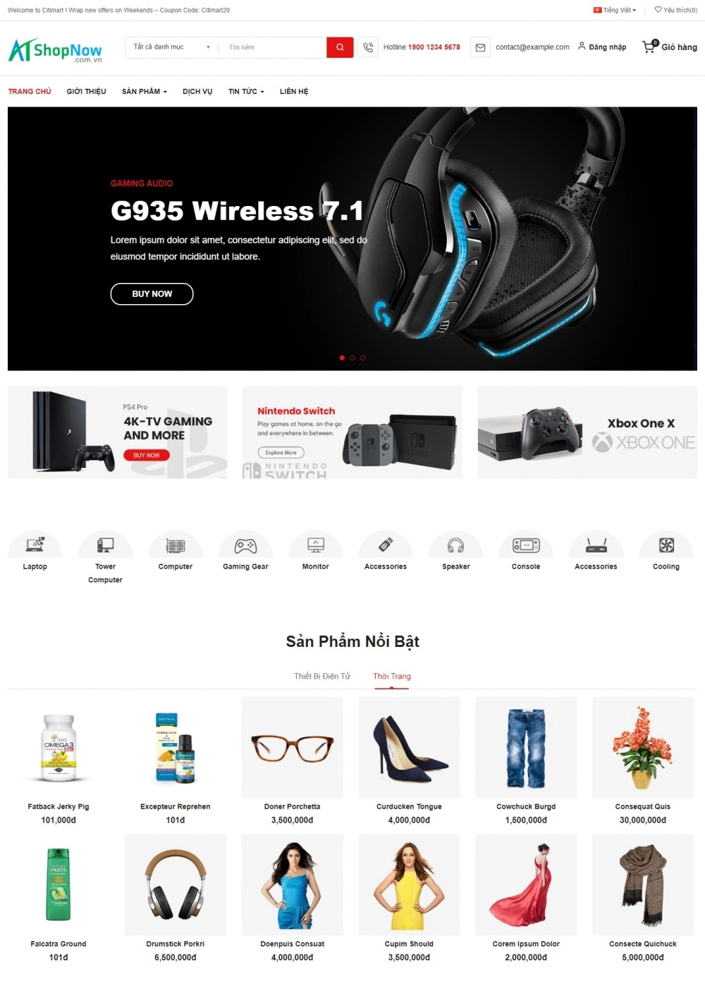 Website Shop bán hàng CitiMart  CM004