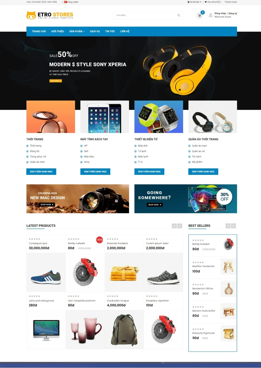 Website Shop bán hàng Etrostores ES002