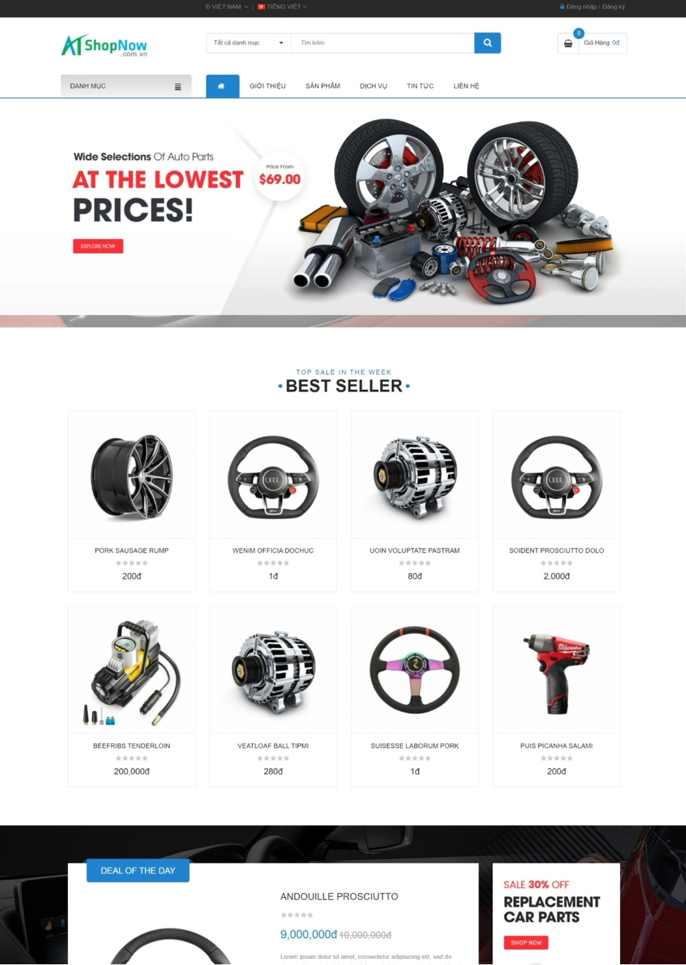 Website Shop bán hàng Monota MN004