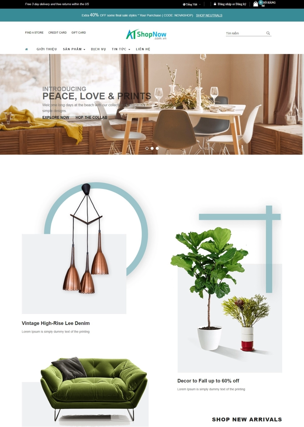 Website Shop bán hàng Nova N002