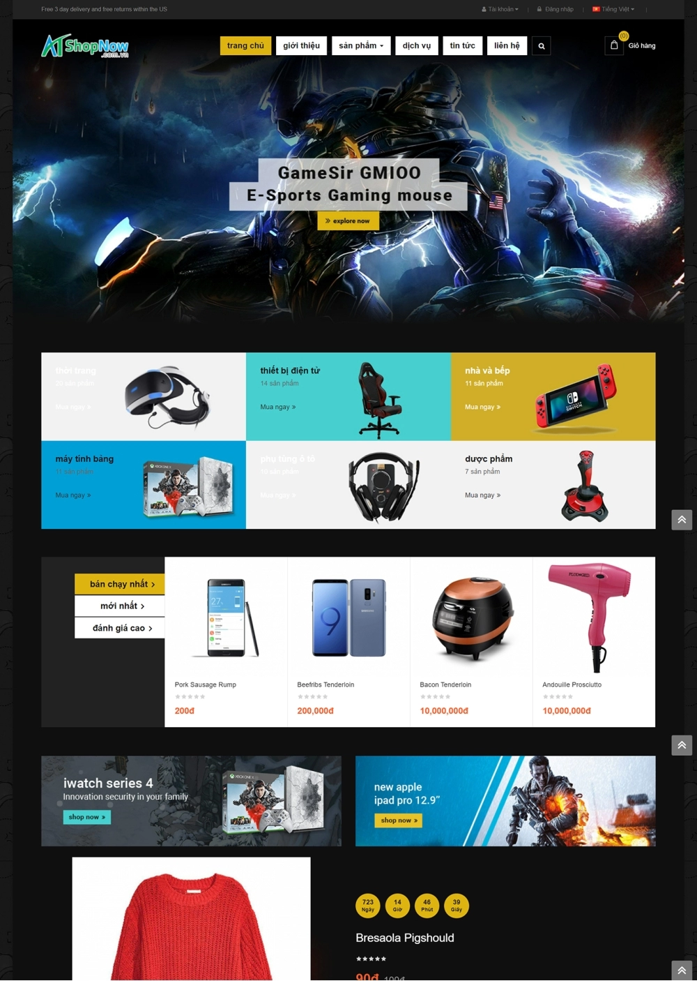 Website Shop bán hàng Sgame SG001