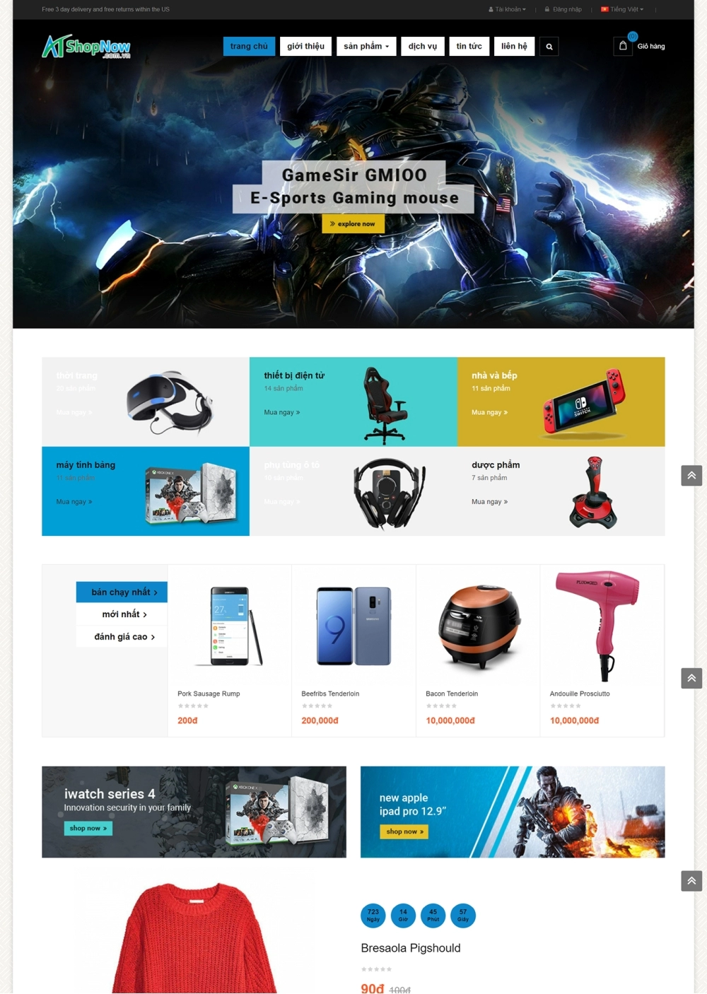 Website Shop bán hàng Sgame SG002