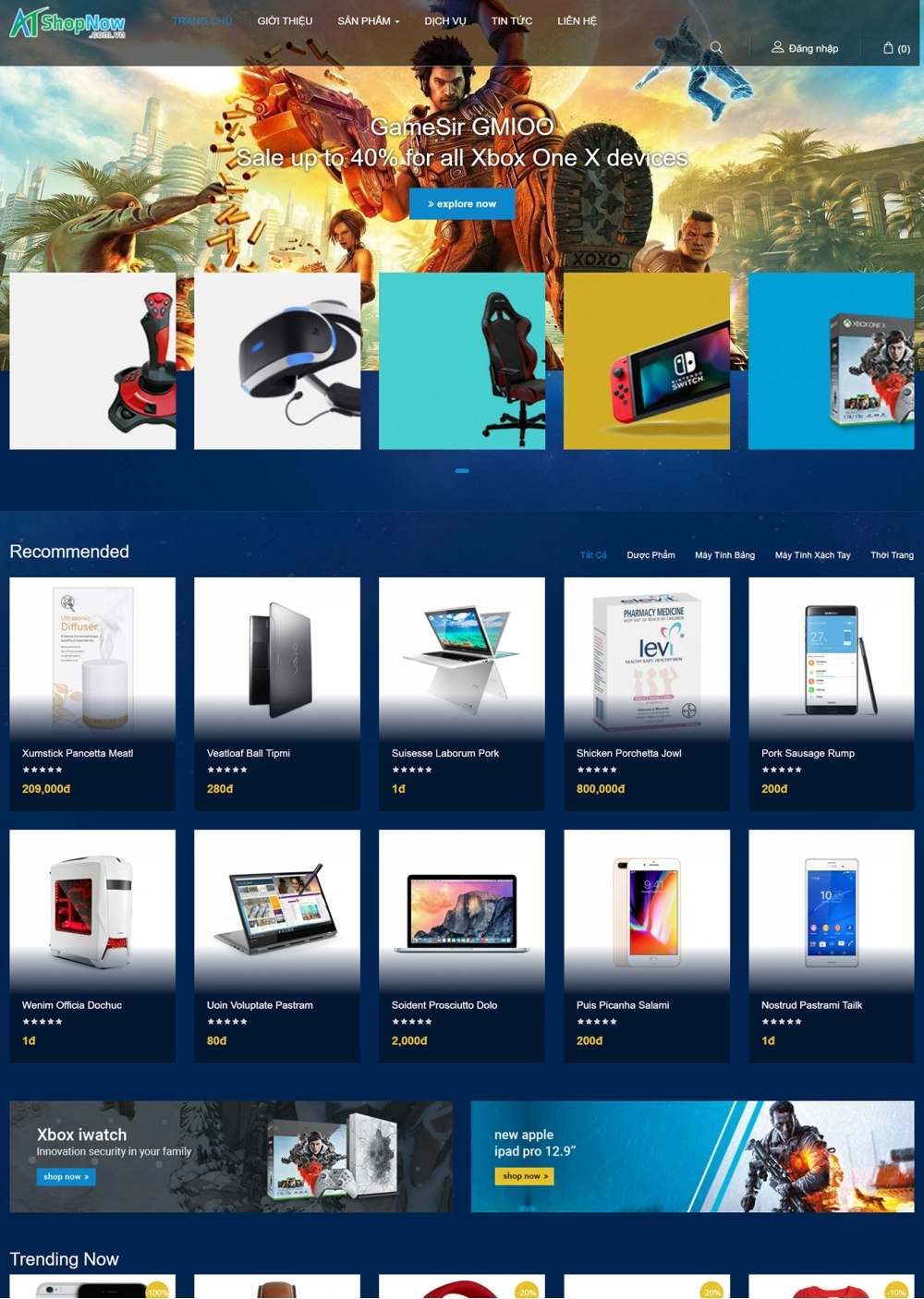 Website Shop bán hàng Sgame SG003